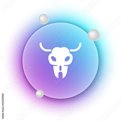 White Buffalo skull icon isolated on white background. Blue and purple gradient circle background. Vector