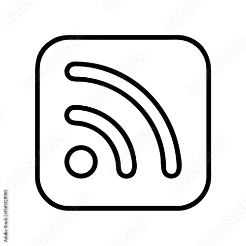 Minimalistic RSS Feed Icon in a Rounded Square Container for Broadcasting