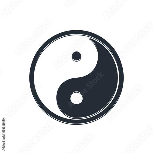 Black Yin Yang symbol of harmony and balance icon isolated on white background. Vector