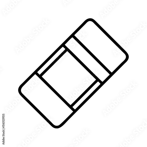 Outline drawing of an eraser with corner rounded rectangular edges