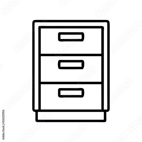 Simple Black and White Illustration of a Three Drawer Cabinet Unit