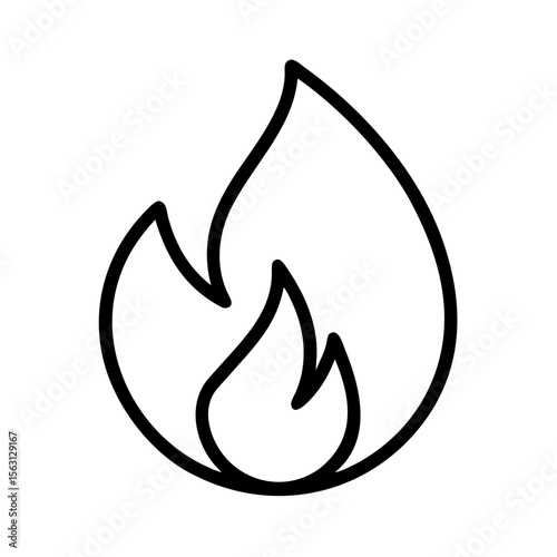 Simple minimalist stylized flame icon illustration in a black outline style