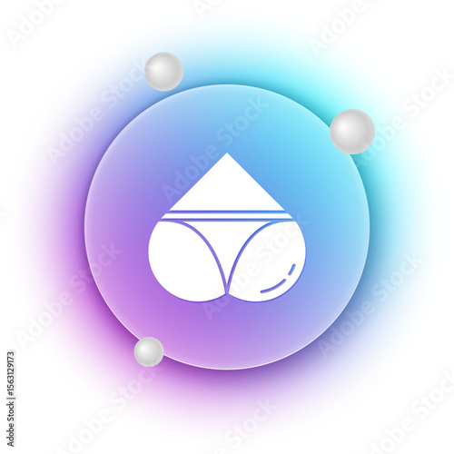 White Women's booty in a heart shape with panties on it icon isolated on white background. Erotic lingerie. Blue and purple gradient circle background. Vector