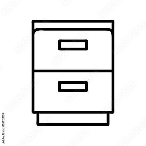 Simple outline drawing of a two drawer filing cabinet for document storage