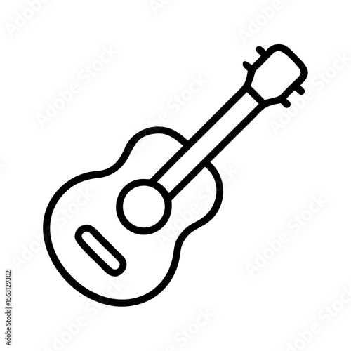 Simple line drawing of a guitar perfect for music themed designs