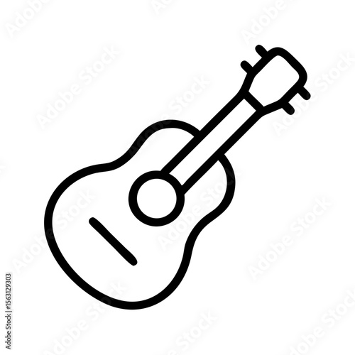 Simple Line Drawing of a Classic Acoustic Guitar, Music Icon
