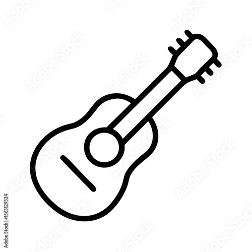 Minimalistic outline of an acoustic guitar for musical instrument representation