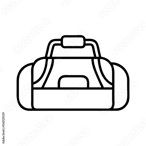 Simple black outline graphic of a duffel bag or luggage item