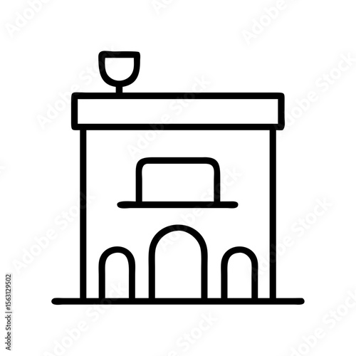 Minimalist Line Art Building Icon Depicting a Simple Architectural Structure