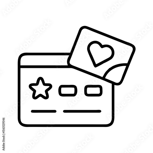 Credit card with loyalty rewards program and associated heart shaped card