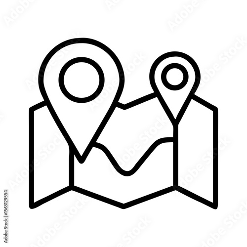 Stylized map with location pins indicating places to go and visit
