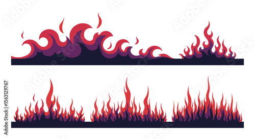 Captivating fire border designs with dynamic flame styles for graphic projects and visual effects