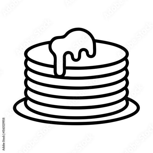 A stack of pancakes with a dollop of butter on top and plate