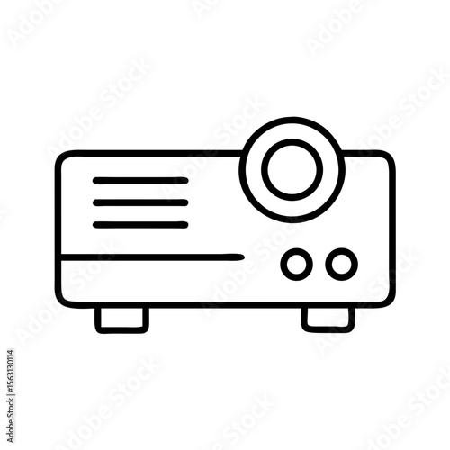 Simple black and white line drawing of a modern digital projector