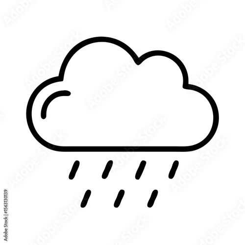 Stylized Black and White Drawing of a Rain Cloud with Heavy Showers