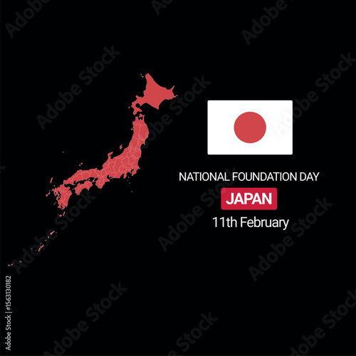 "Japan Map with Flag and National Day Celebration Design"