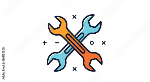Two crossed wrenches illustrating mechanical tools and repair services for automotive and home improvement projects