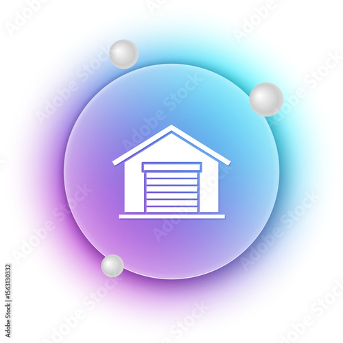 White Warehouse icon isolated on white background. Blue and purple gradient circle background. Vector