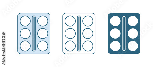 Blue Eye shadow palette with brush icon isolated on white background. Vector