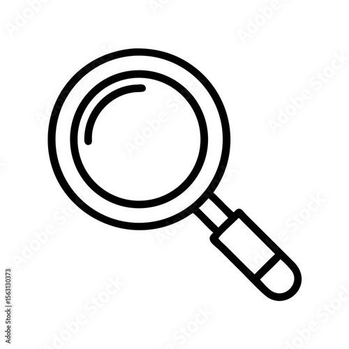 Simple black and white magnifying glass icon for search and exploration