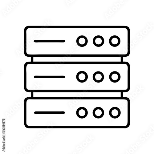 Iconic illustration of stacked computer servers representing data storage and networking