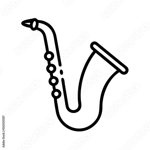 Minimalist line art illustration of a classic saxophone instrument design