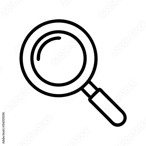Minimalist Black and White Magnifying Glass Icon for Search and Discovery