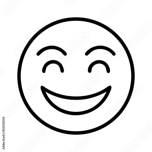 Simple line drawing of a smiling face with closed eyes emoji