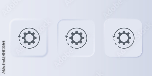 Grey Gear and arrows as workflow concept icon isolated on grey background. Gear reload sign. Set icons in square buttons. Vector