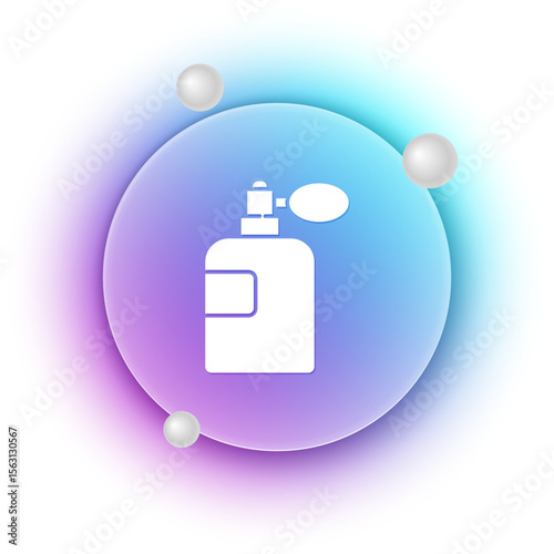 White Perfume icon isolated on white background. Blue and purple gradient circle background. Vector