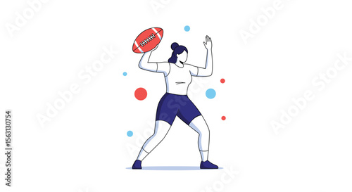 Young athlete preparing to throw a football during a sports game on a sunny day