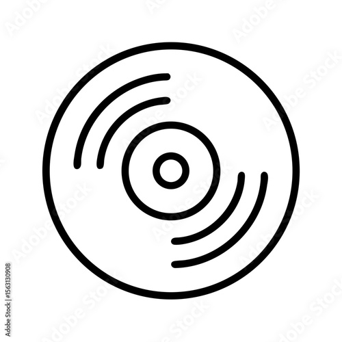 Vinyl record vector graphic with black lines and circular shape design