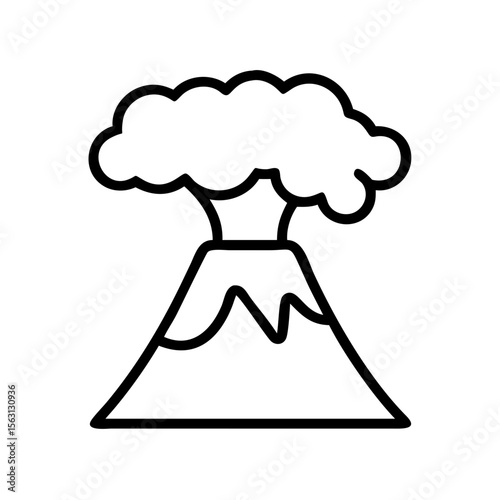 Simple line drawing of an erupting volcano emitting a large cloud