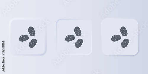 Grey Chicken nuggets icon isolated on grey background. Set icons in square buttons. Vector