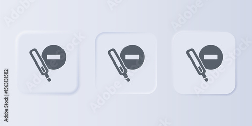 Grey Medical thermometer for medical examination icon isolated on grey background. Set icons in square buttons. Vector