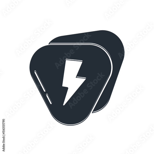 Black Guitar pick icon isolated on white background. Musical instrument. Vector
