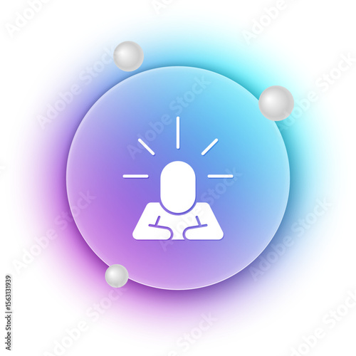 White Depression and frustration icon isolated on white background. Man in depressive state of mind. Mental health problems. Blue and purple gradient circle background. Vector