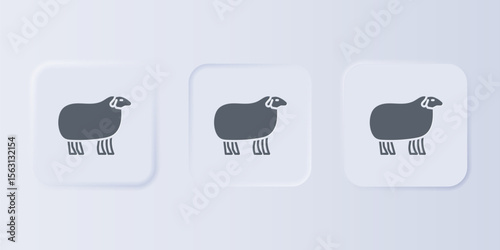 Grey Sheep icon isolated on grey background. Animal symbol. Set icons in square buttons. Vector