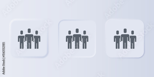 Grey Users group icon isolated on grey background. Group of people icon. Business avatar symbol - users profile icon. Set icons in square buttons. Vector