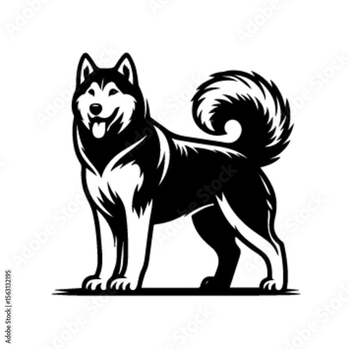 Howling Husky Dog Vector – Expressive Arctic Sled Dog Art
