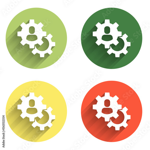 Set Head hunting icon isolated with long shadow background. Business target or Employment sign. Human resource and recruitment for business. Color circle button. Vector