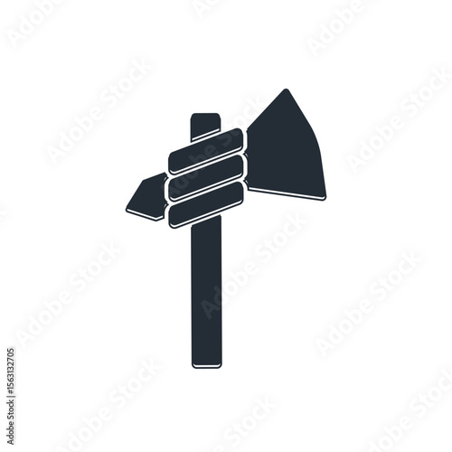 Black Native american tomahawk axe icon isolated on white background. Vector