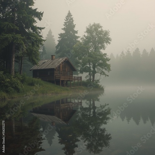 misty morning on the lake