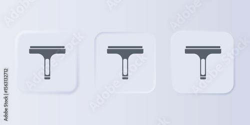 Grey Cleaning service with of rubber cleaner for windows icon isolated on grey background. Squeegee, scraper, wiper. Set icons in square buttons. Vector