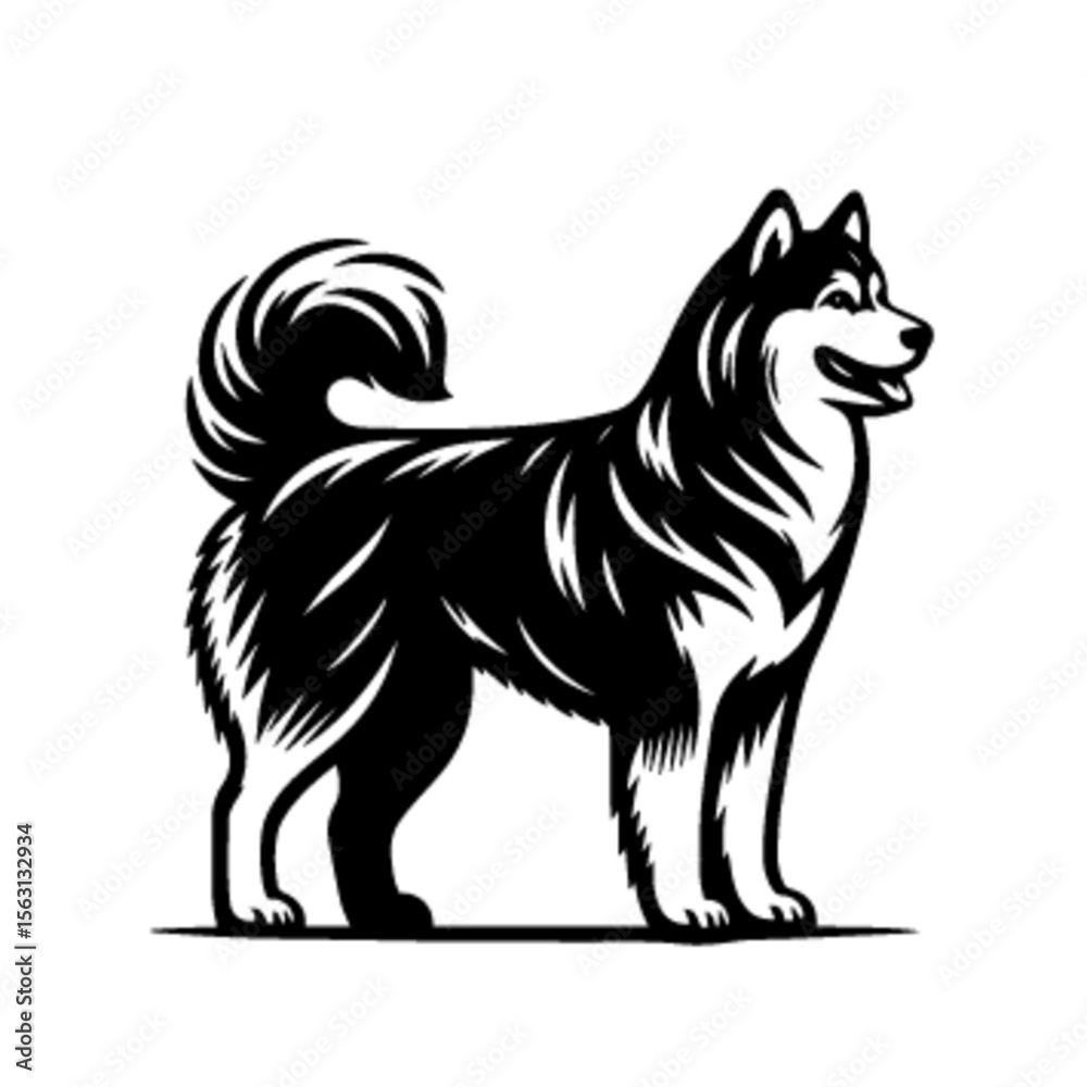 Fototapeta premium Running Husky Dog Vector – Dynamic Arctic Breed Illustration