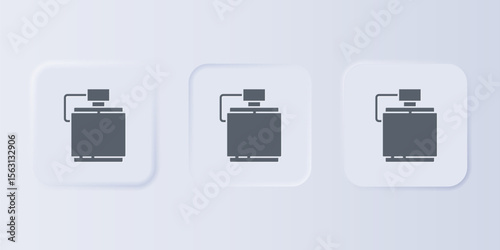 Grey Canteen water bottle icon isolated on grey background. Tourist flask icon. Jar of water use in the campaign. Set icons in square buttons. Vector