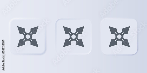 Grey Japanese ninja shuriken icon isolated on grey background. Set icons in square buttons. Vector
