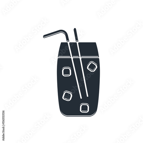 Black Cocktail and alcohol drink icon isolated on white background. Vector