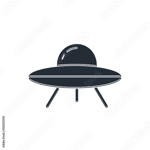 Black UFO flying spaceship icon isolated on white background. Flying saucer. Alien space ship. Futuristic unknown flying object. Vector