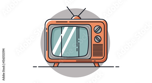 Retro television set with antenna and knobs displaying a light blue screen illustration